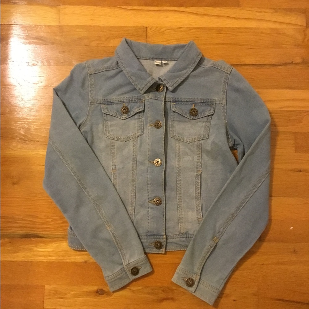 Girls Mudd Light Wash Knit Denim Jacket
